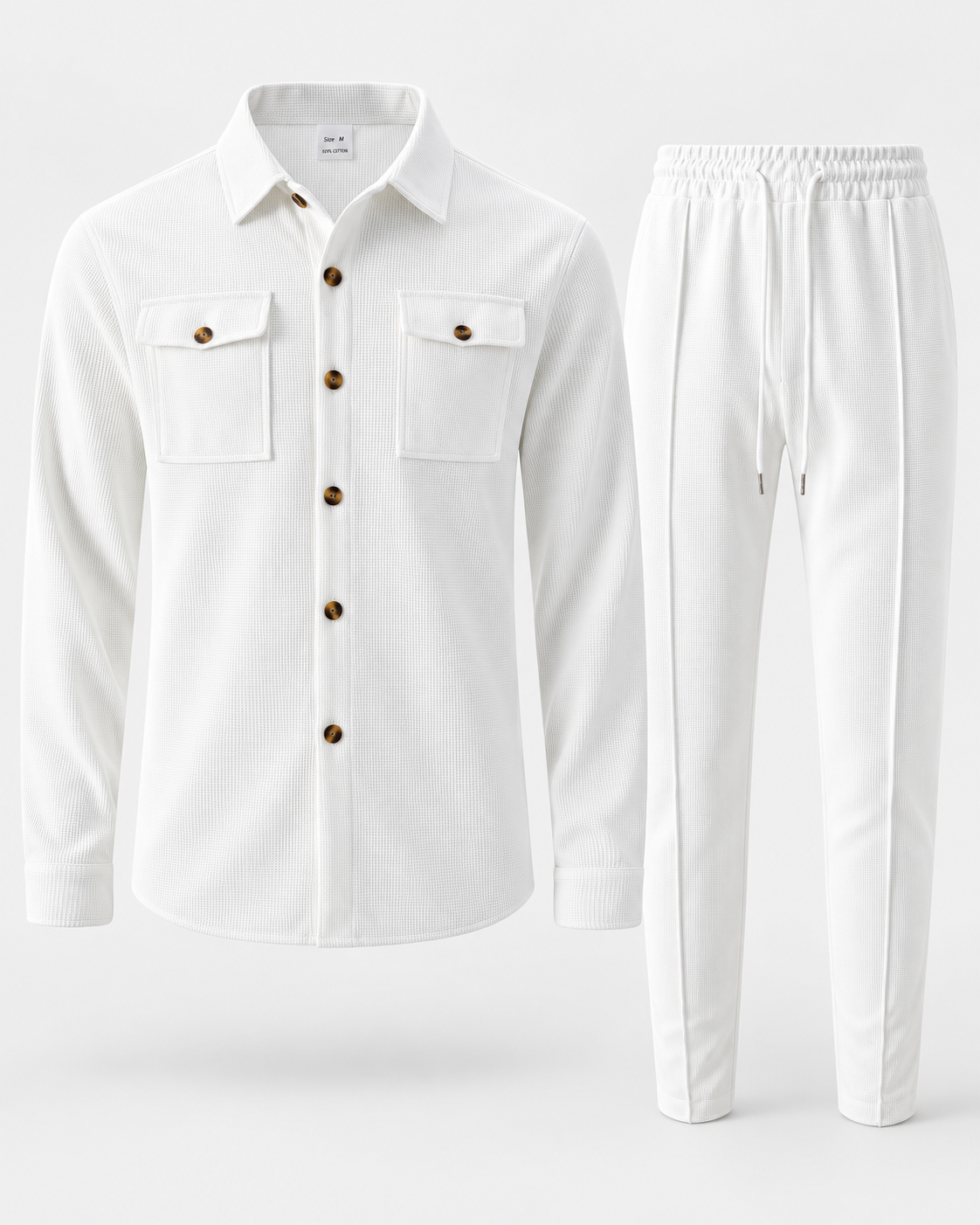 CAVERI — Conjunto de Camisa Estructurada-Blanco