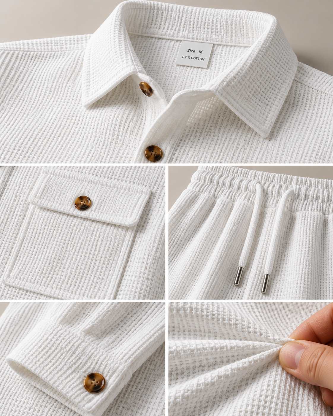 CAVERI — Conjunto de Camisa Estructurada-Blanco