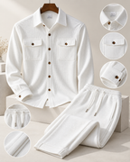CAVERI — Conjunto de Camisa Estructurada-Blanco
