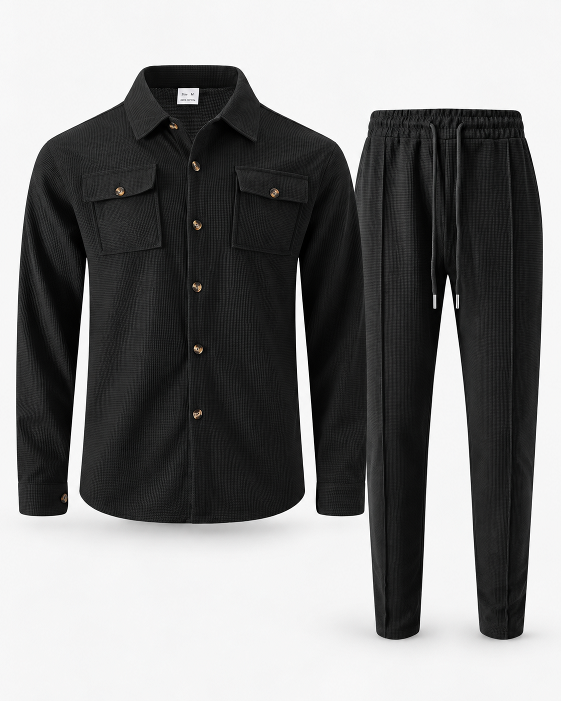 CAVERI — Conjunto de Camisa Estructurada-Negro