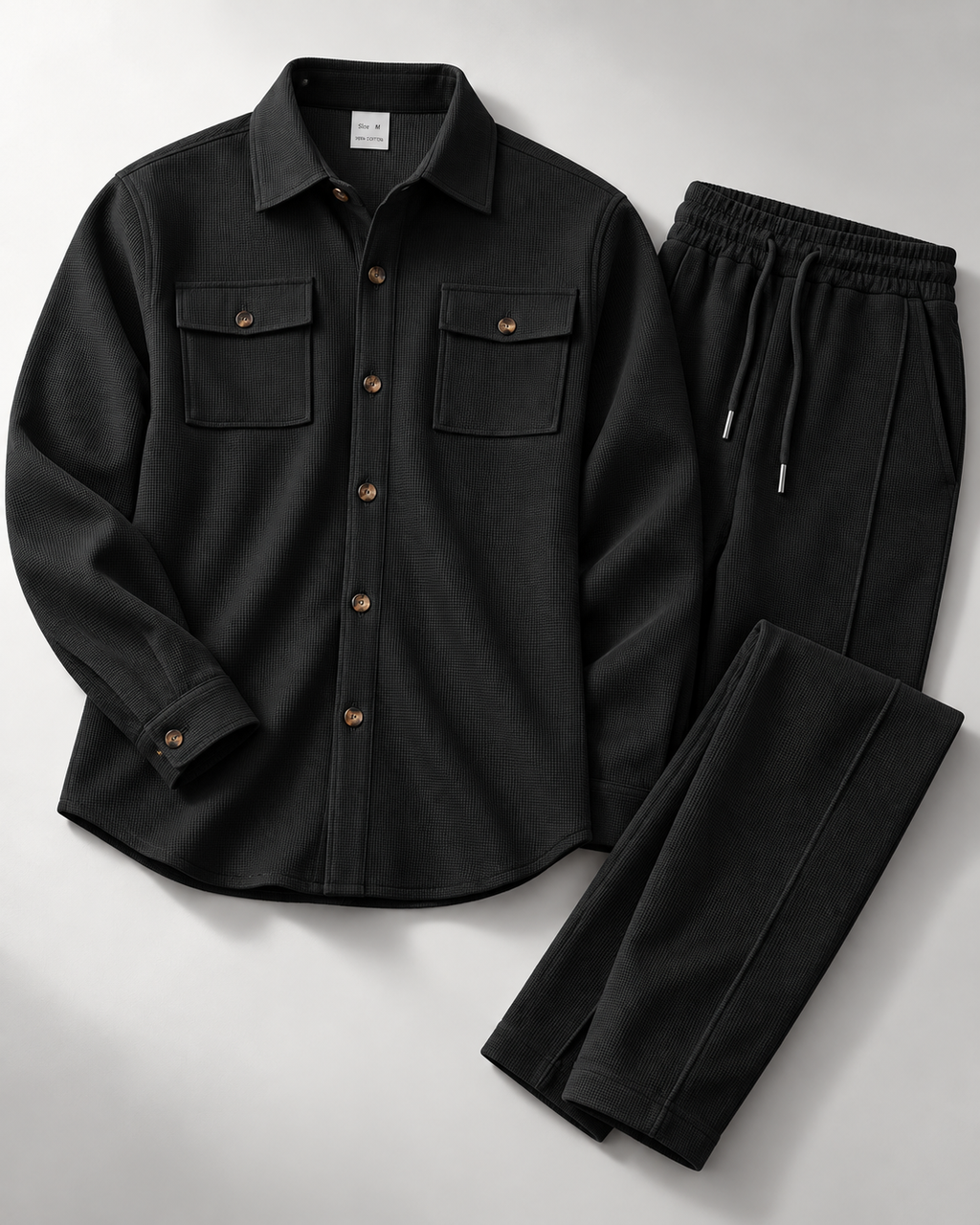 CAVERI — Conjunto de Camisa Estructurada-Negro