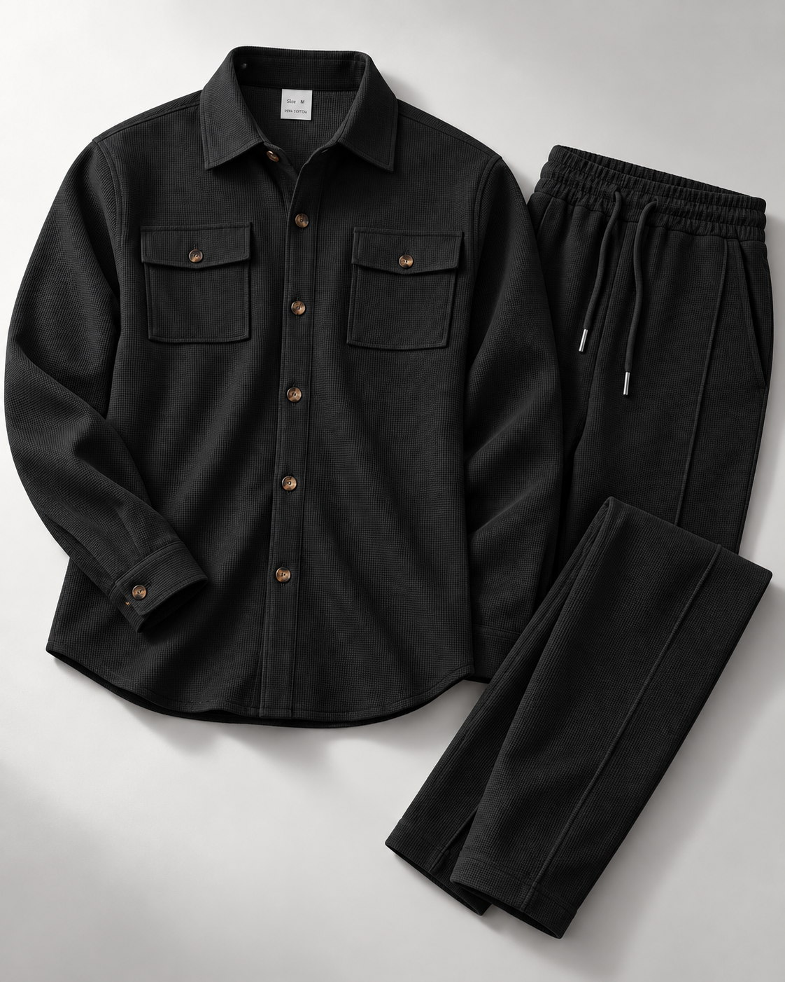 CAVERI — Conjunto de Camisa Estructurada-Negro
