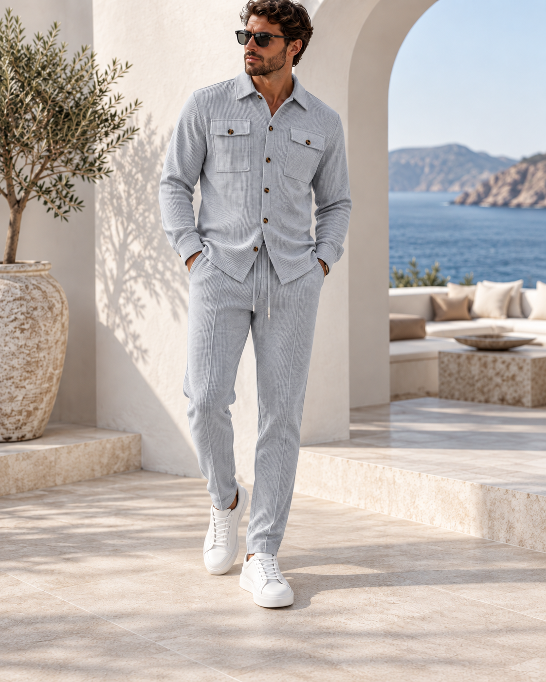 CAVERI — Conjunto de Camisa Estructurada-Gris
