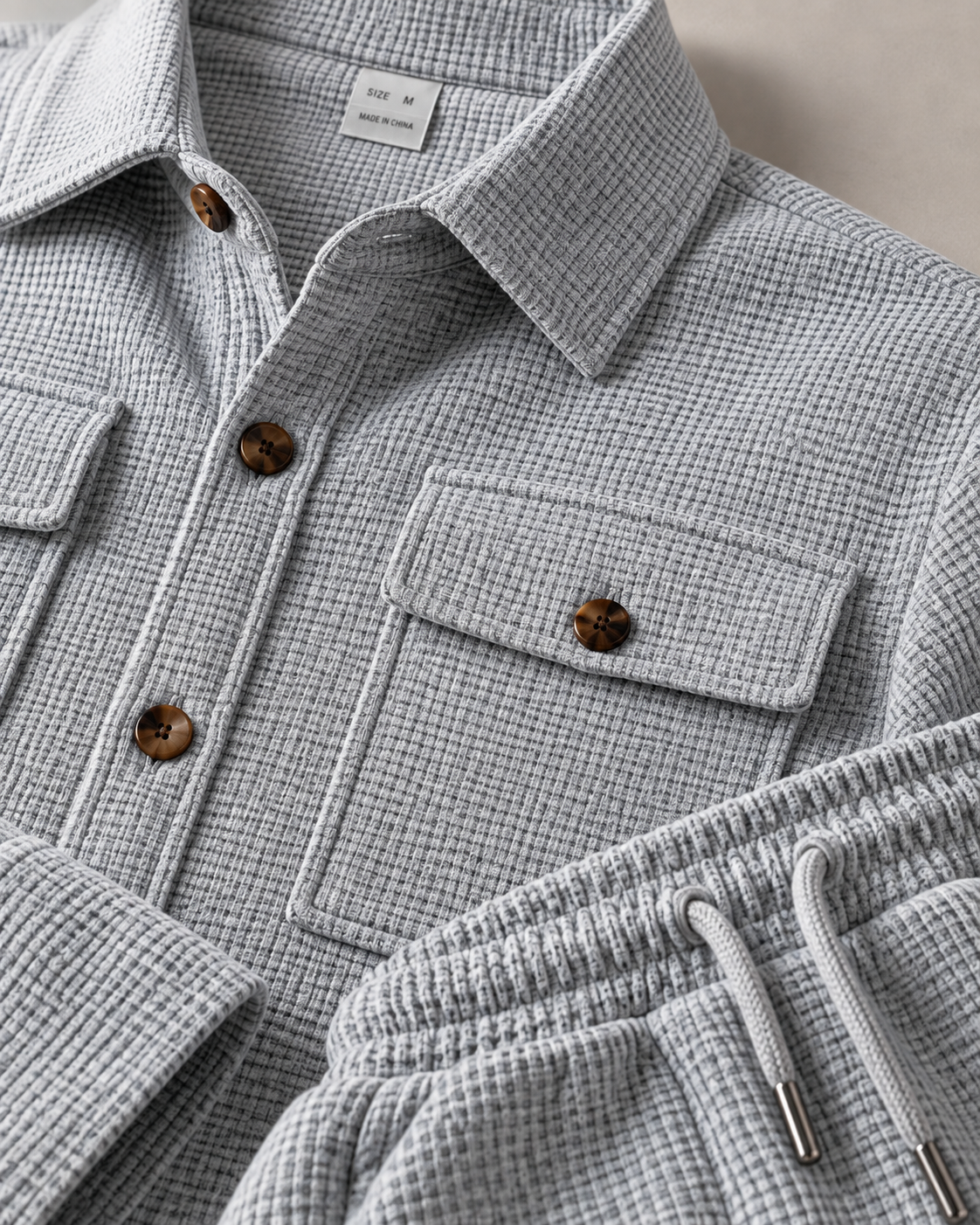 CAVERI — Conjunto de Camisa Estructurada-Gris