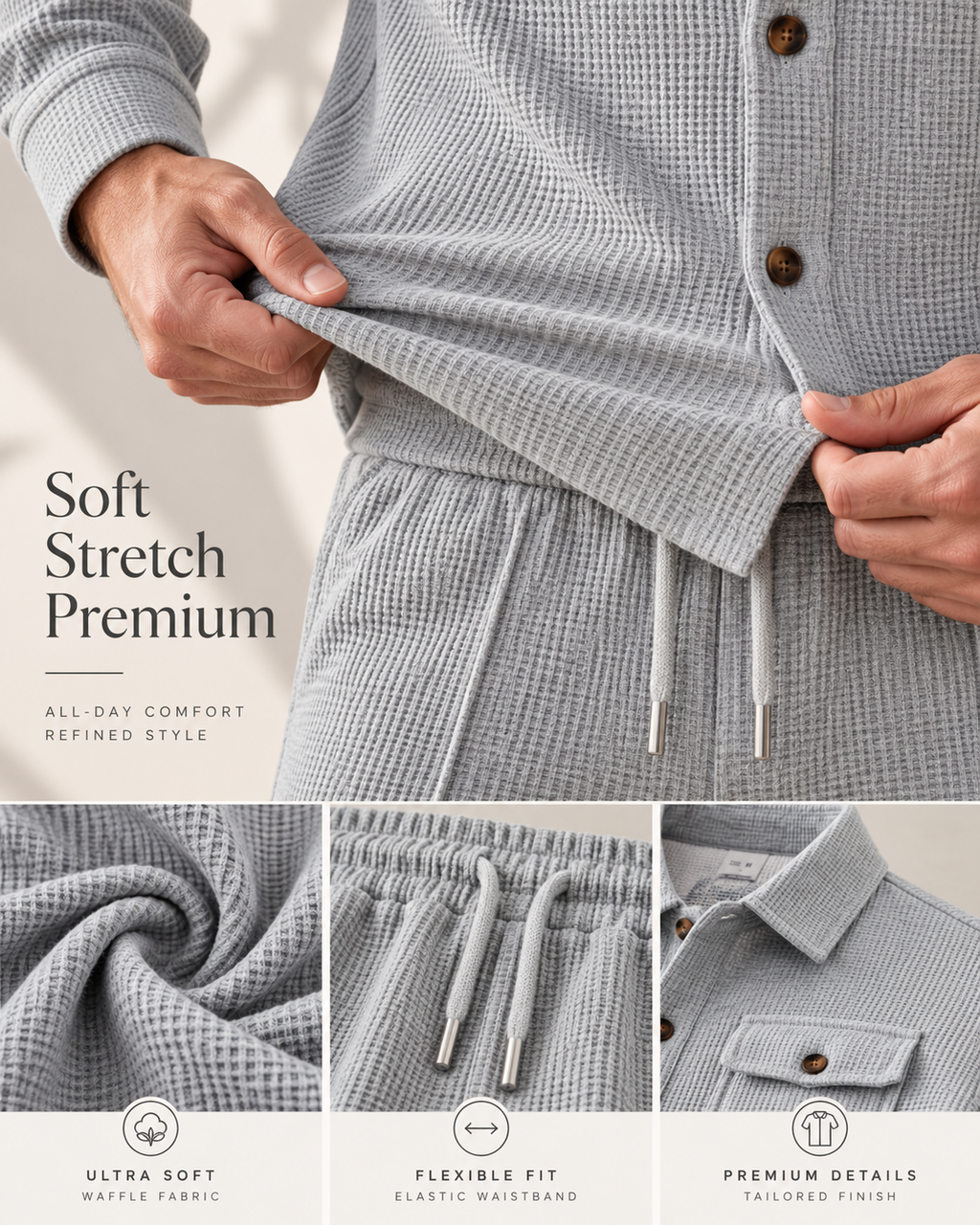 CAVERI — Conjunto de Camisa Estructurada-Gris