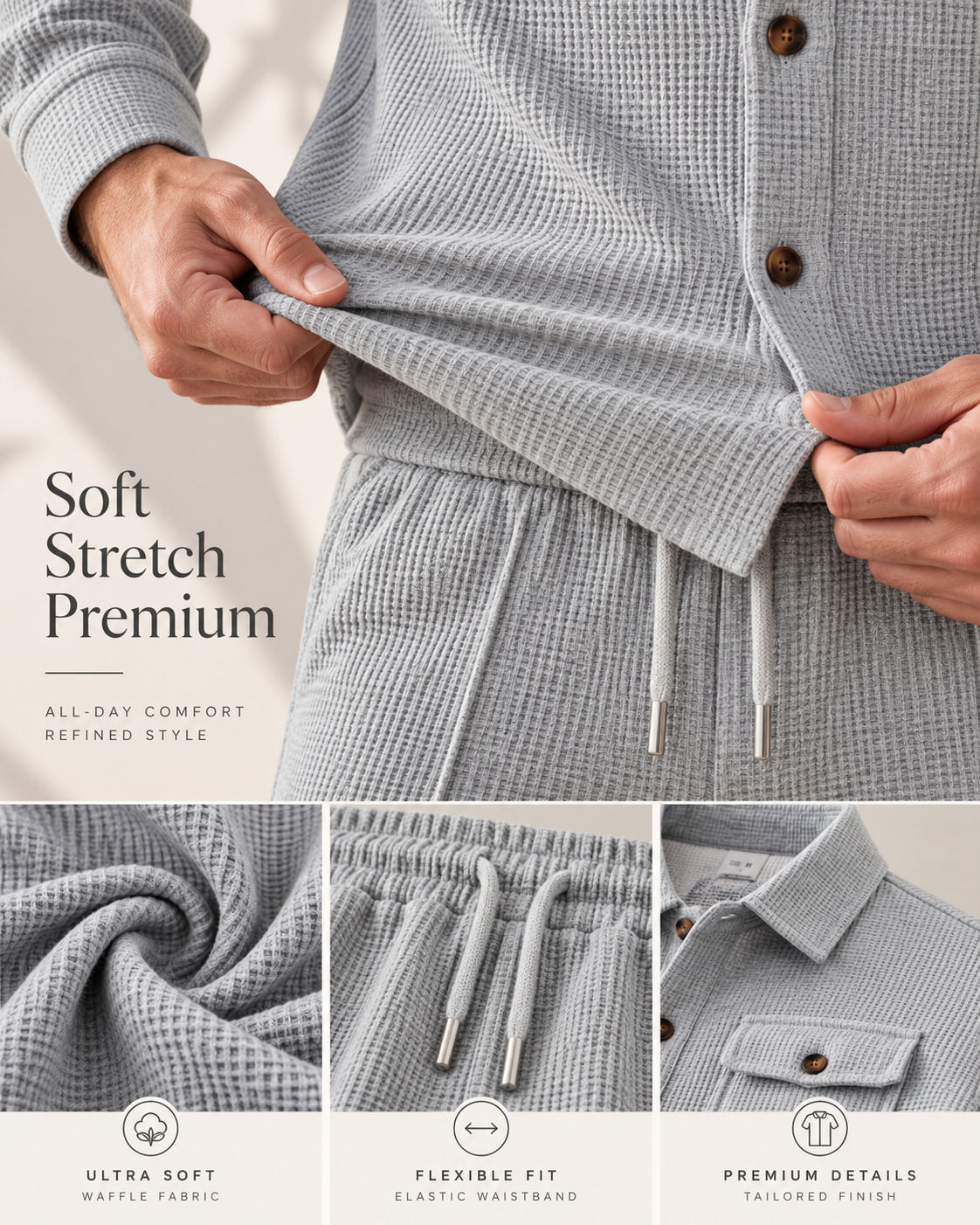 CAVERI — Conjunto de Camisa Estructurada-Gris